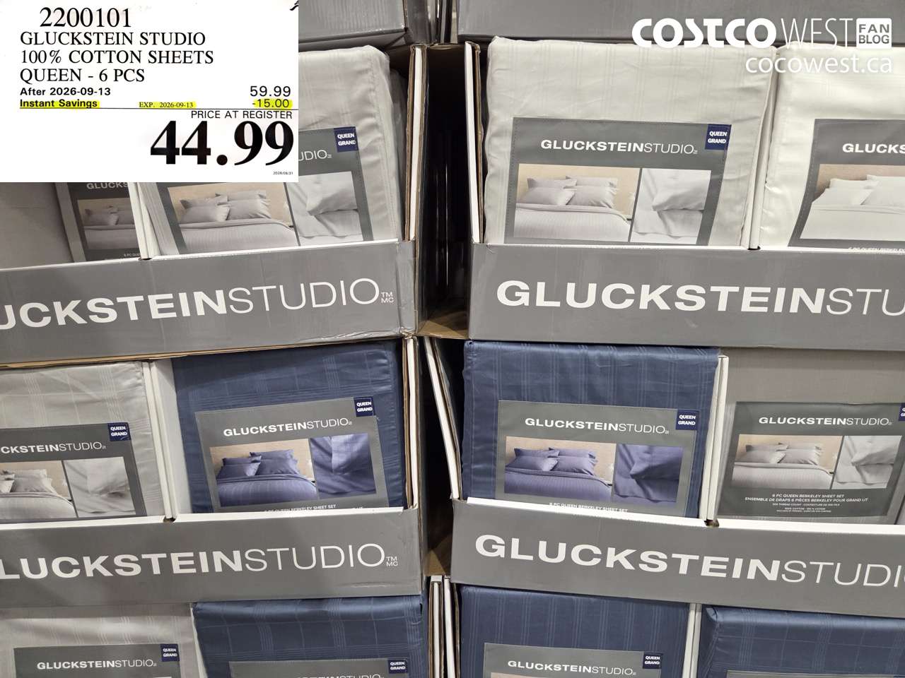 2200101 GLUCKSTEIN STUDIO 100% COTTON SHEETS QUEEN - 6 PCS ($15.00 INSTANT SAVINGS EXPIRES ON 2026-09-13) $44.99