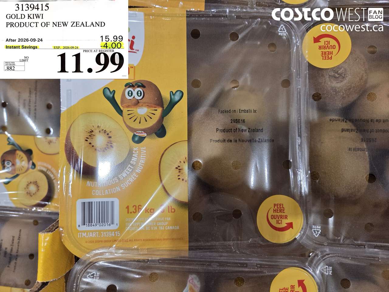 3139415 GOLD KIWI PRODUCT OF NEW ZEALAND ($4.00 INSTANT SAVINGS EXPIRES ON 2026-09-24) $11.99