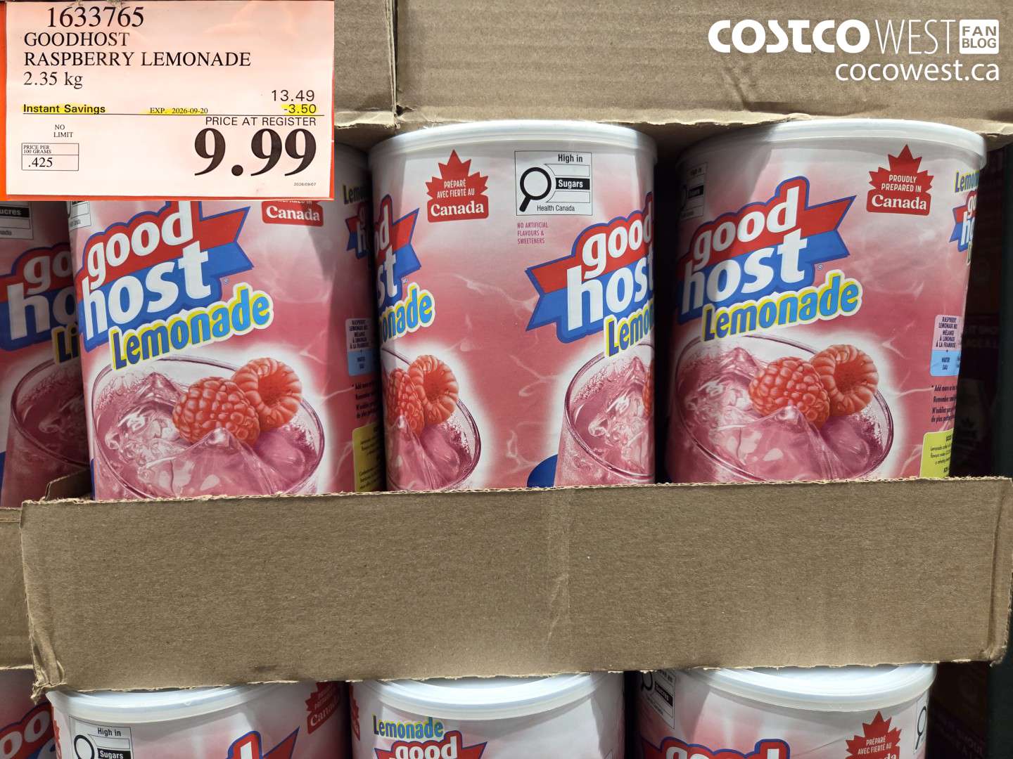 1633765 GOODHOST RASPBERRY LEMONADE 2.35 KG ($3.50 INSTANT SAVINGS EXPIRES ON 2026-09-20) $9.99