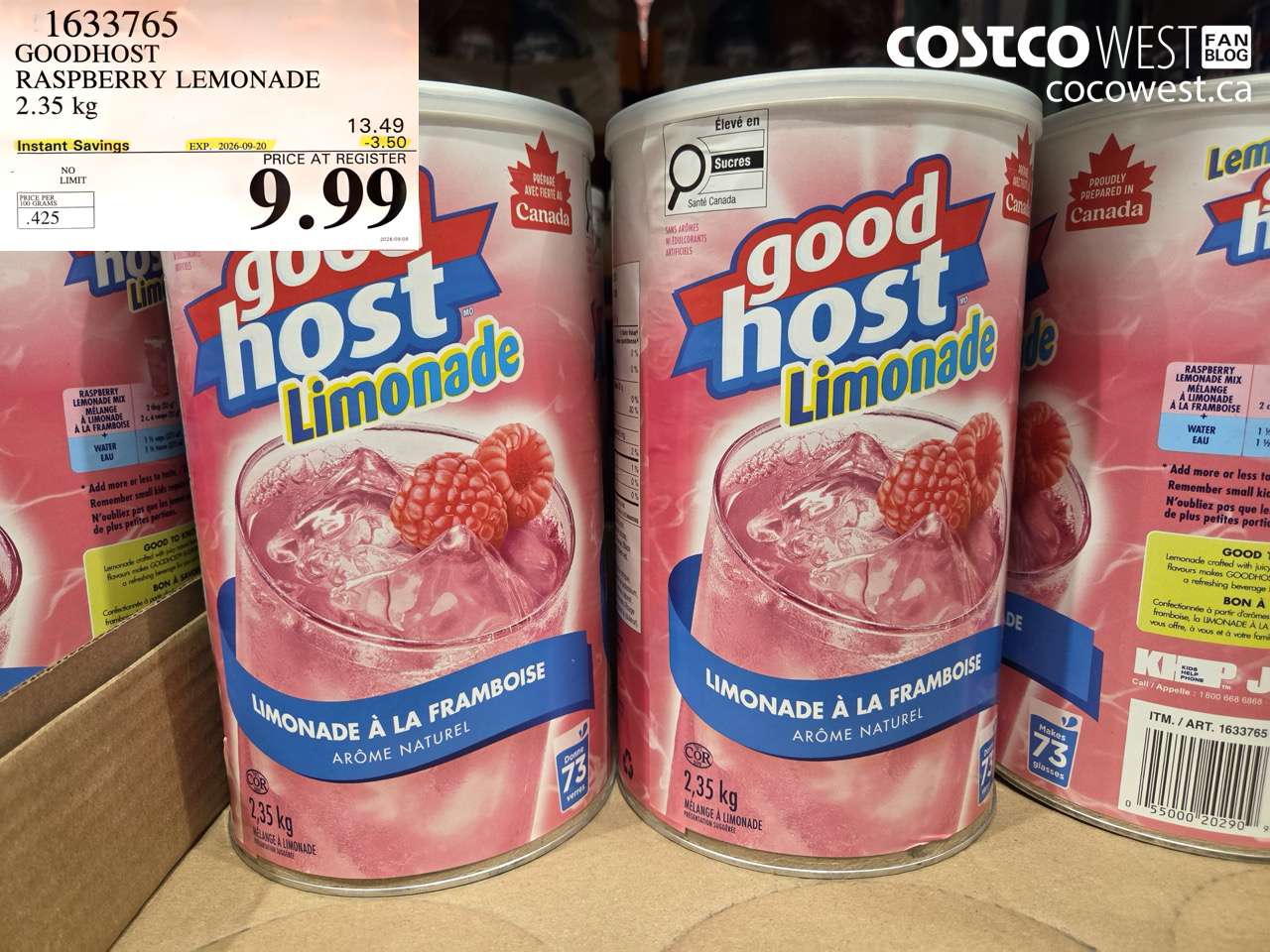1633765 GOODHOST RASPBERRY LEMONADE 2.35 KG ($3.50 INSTANT SAVINGS EXPIRES ON 2026-09-20) $9.99
