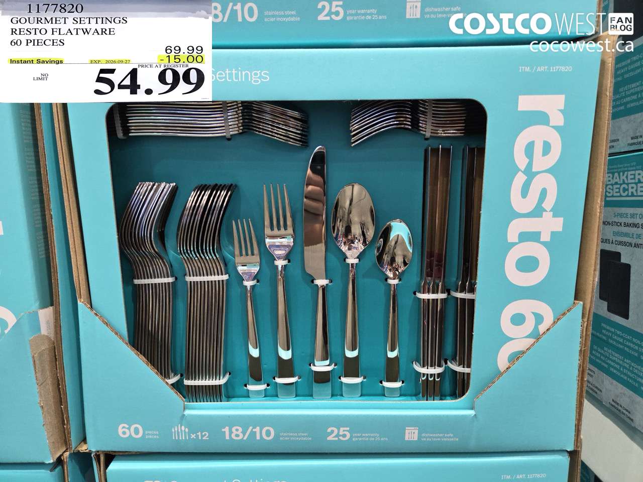 1177820 GOURMET SETTINGS RESTO FLATWARE 60 PIECES ($15.00 INSTANT SAVINGS EXPIRES ON 2026-09-27) $54.99