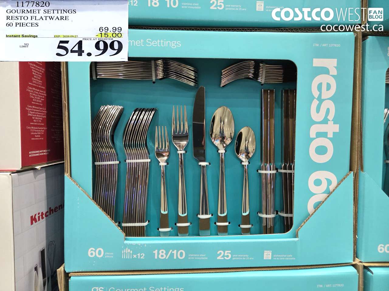 1177820 GOURMET SETTINGS RESTO FLATWARE 60 PIECES ($15.00 INSTANT SAVINGS EXPIRES ON 2026-09-27) $54.99