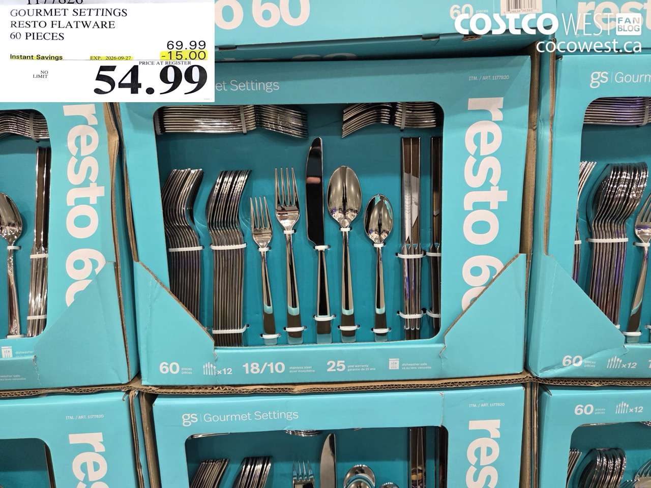 1177820 GOURMET SETTINGS RESTO FLATWARE 60 PIECES ($15.00 INSTANT SAVINGS EXPIRES ON 2026-09-27) $54.99