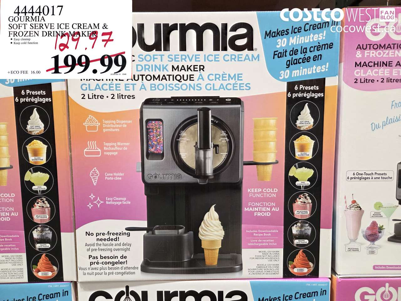 4444017 GOURMIA SOFT SERVE ICE CREAM & FROZEN DRINK MAKER $129.97