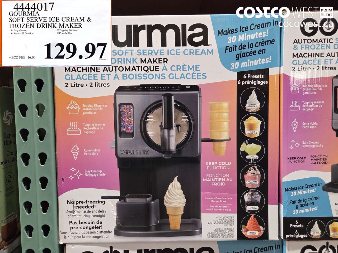 4444017 GOURMIA SOFT SERVE ICE CREAM & FROZEN DRINK MAKER $129.97