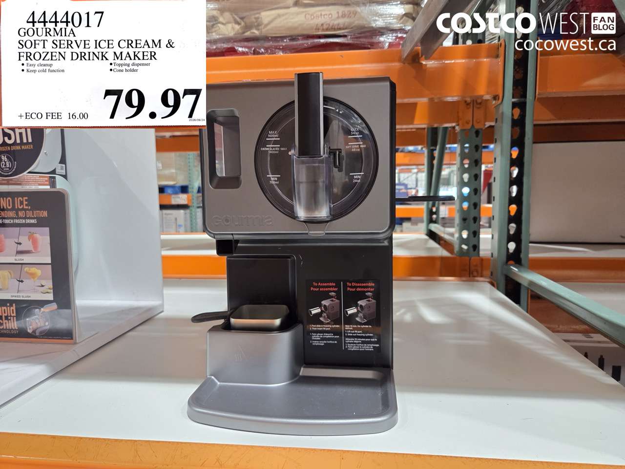 4444017 GOURMIA SOFT SERVE ICE CREAM & FROZEN DRINK MAKER $79.97