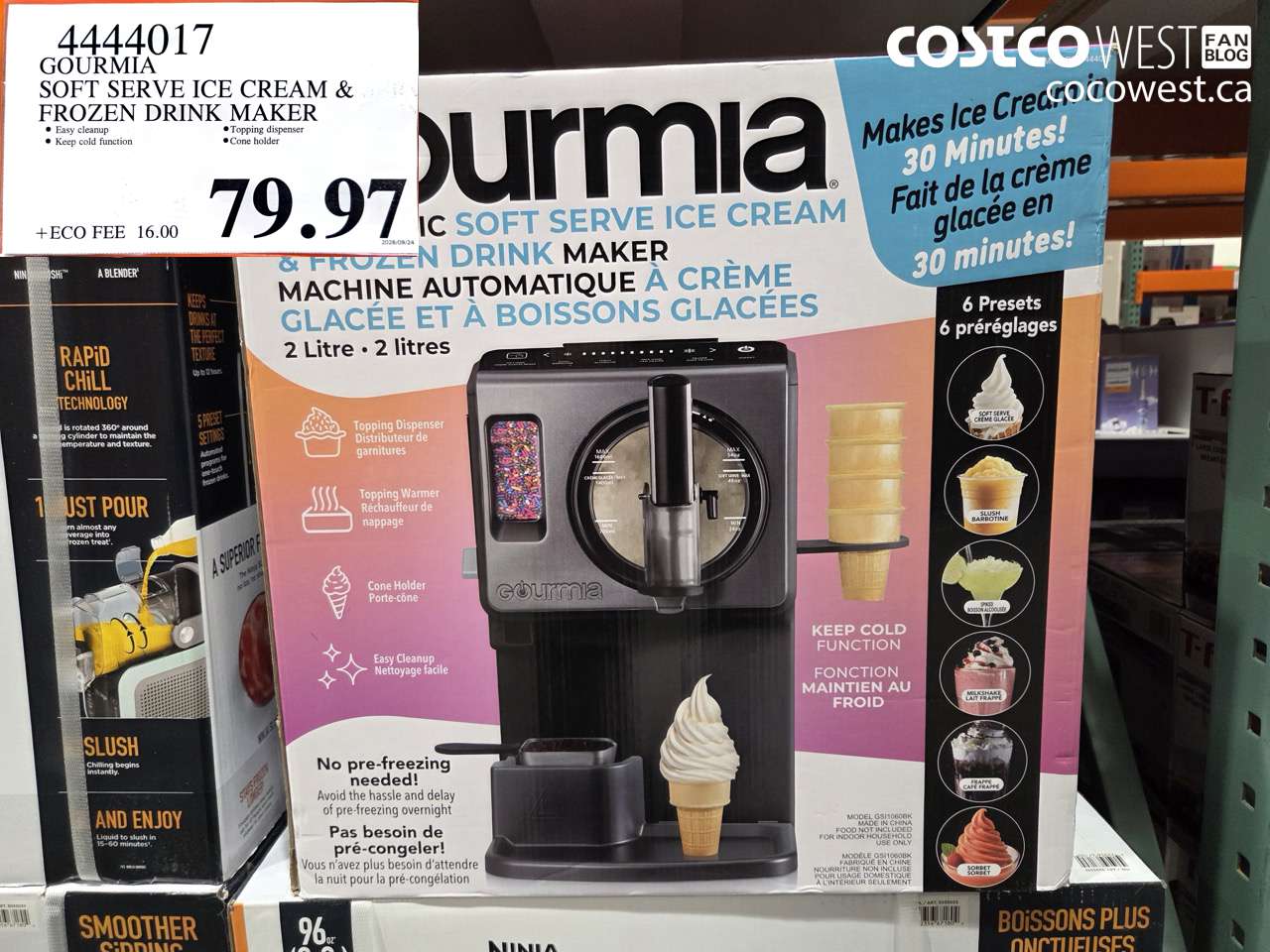 4444017 GOURMIA SOFT SERVE ICE CREAM & FROZEN DRINK MAKER $79.97