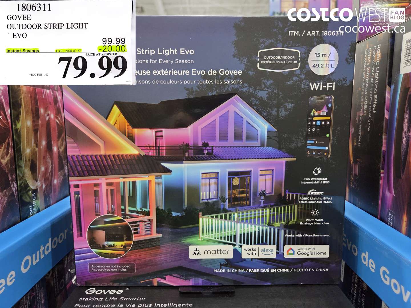1806311 GOVEE OUTDOOR STRIP LIGHT ($20.00 INSTANT SAVINGS EXPIRES ON 2026-09-27) $79.99