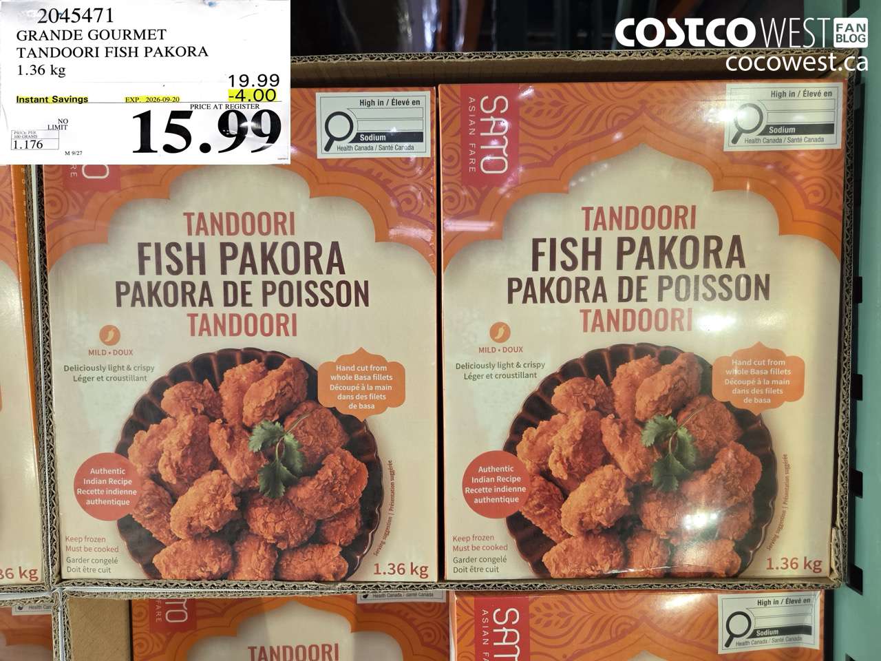 2045471 GRANDE GOURMET TANDOORI FISH PAKORA 1.36 KG ($4.00 INSTANT SAVINGS EXPIRES ON 2026-09-20) $15.99