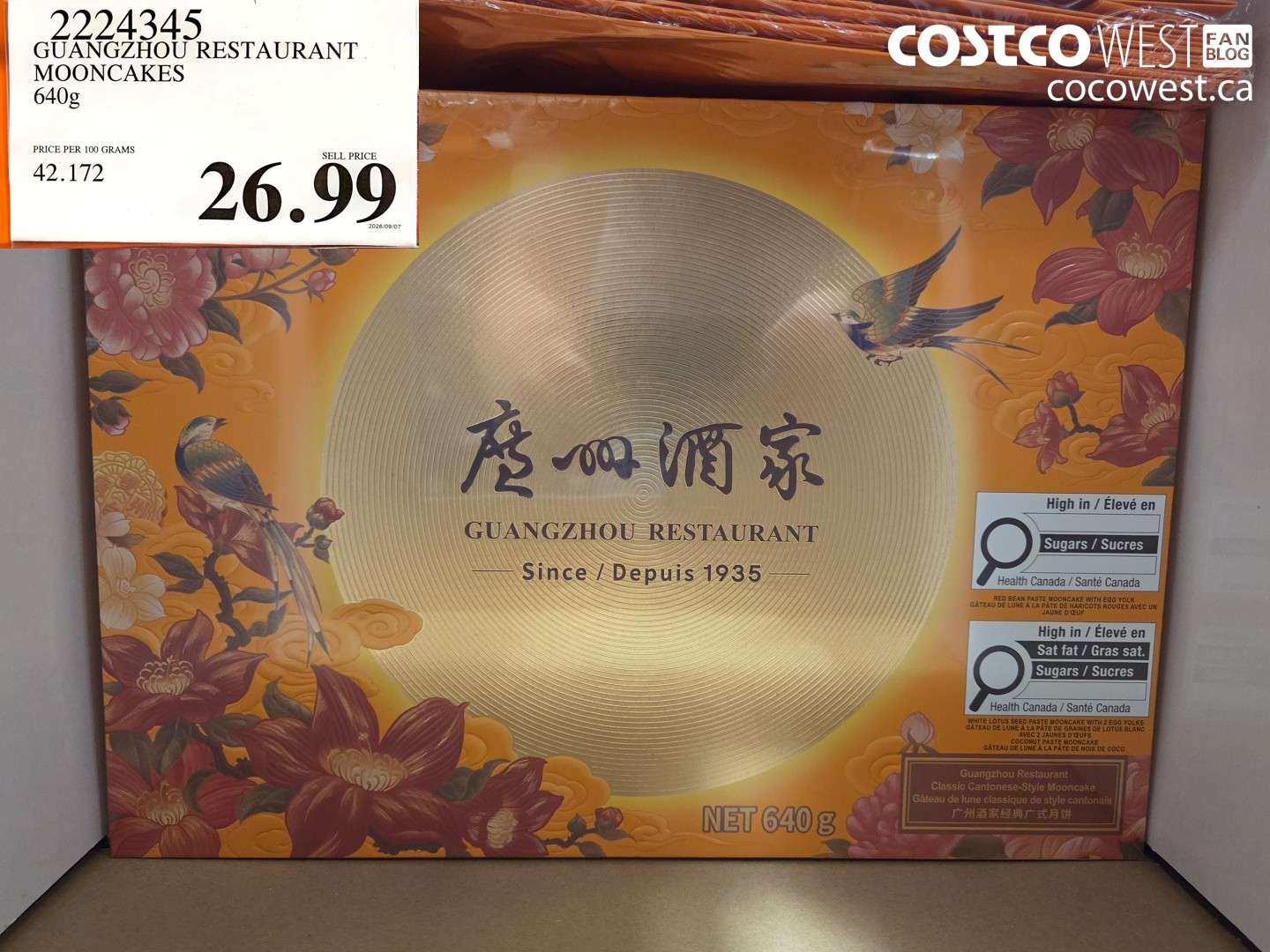2224345 GUANGZHOU RESTAURANT MOONCAKES 640G $26.99