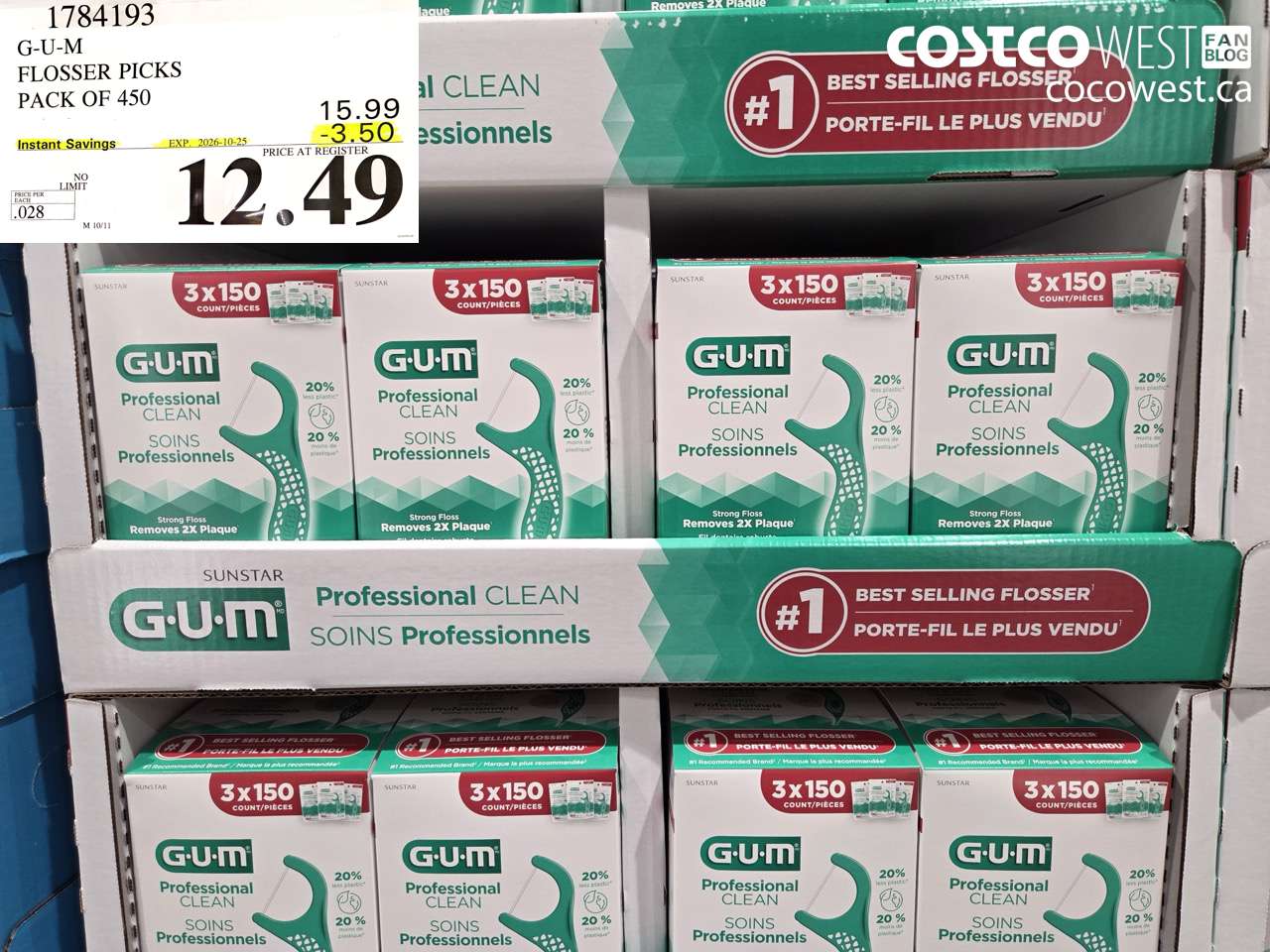 1784193 G-U-M FLOSSER PICKS PACK OF 450 ($3.50 INSTANT SAVINGS EXPIRES ON 2026-10-25) $12.49