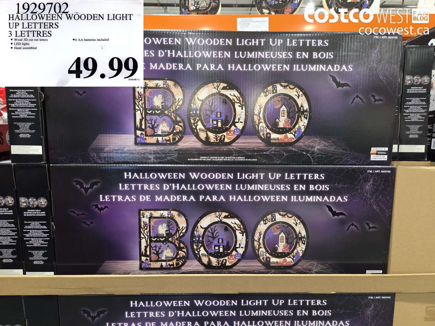 1929702 HALLOWEEN WOODEN LIGHT UP LETTERS 3 LETTRES $49.99