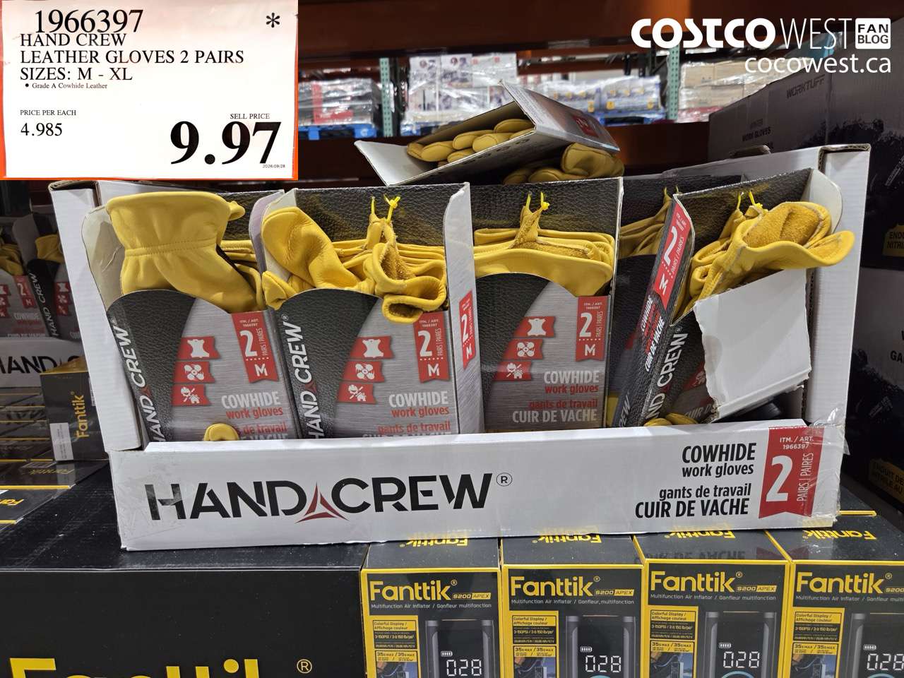 1966397 HAND CREW LEATHER GLOVES 2 PAIRS SIZES: M - XL $9.97