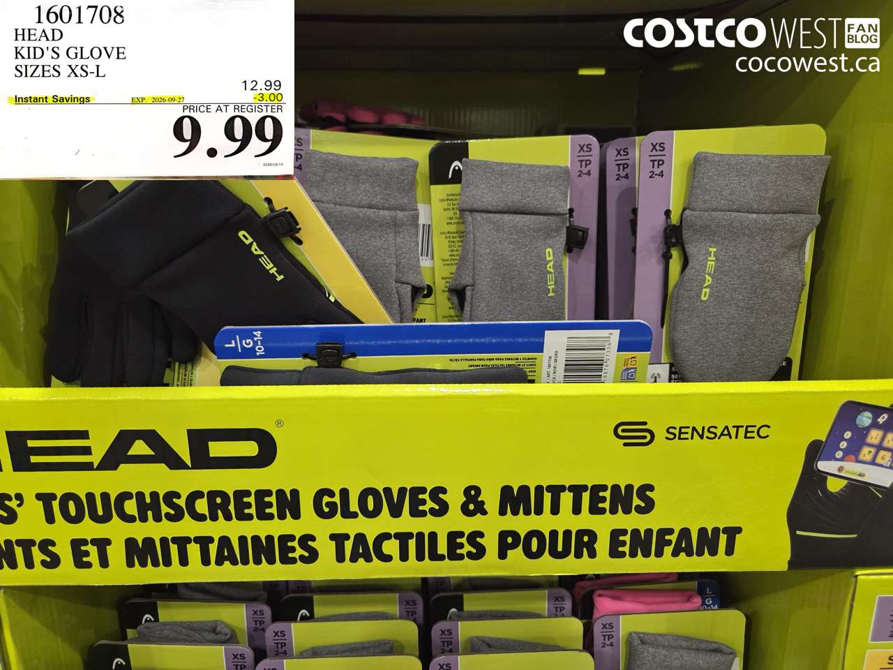 1601708 HEAD KID'S GLOVE SIZES XS-L ($3.00 INSTANT SAVINGS EXPIRES ON 2026-09-27) $9.99