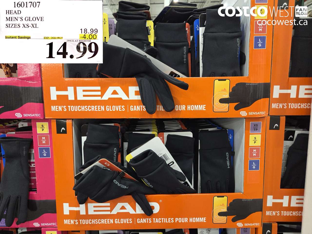 1601707 HEAD MEN'S GLOVE SIZES XS-XL ($4.00 INSTANT SAVINGS EXPIRES ON 2026-09-27) $14.99