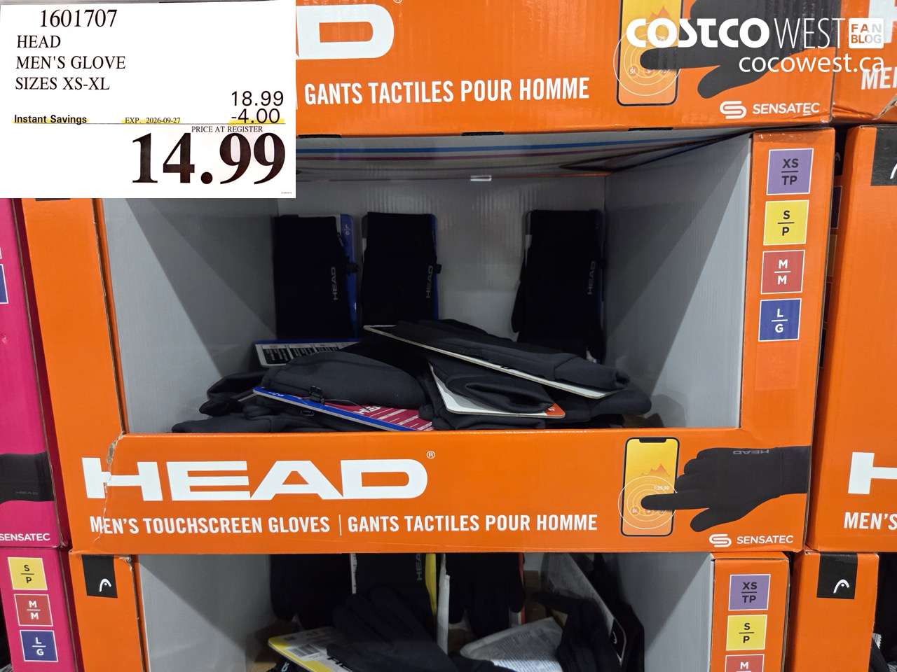 1601707 HEAD MEN'S GLOVE SIZES XS-XL ($4.00 INSTANT SAVINGS EXPIRES ON 2026-09-27) $14.99