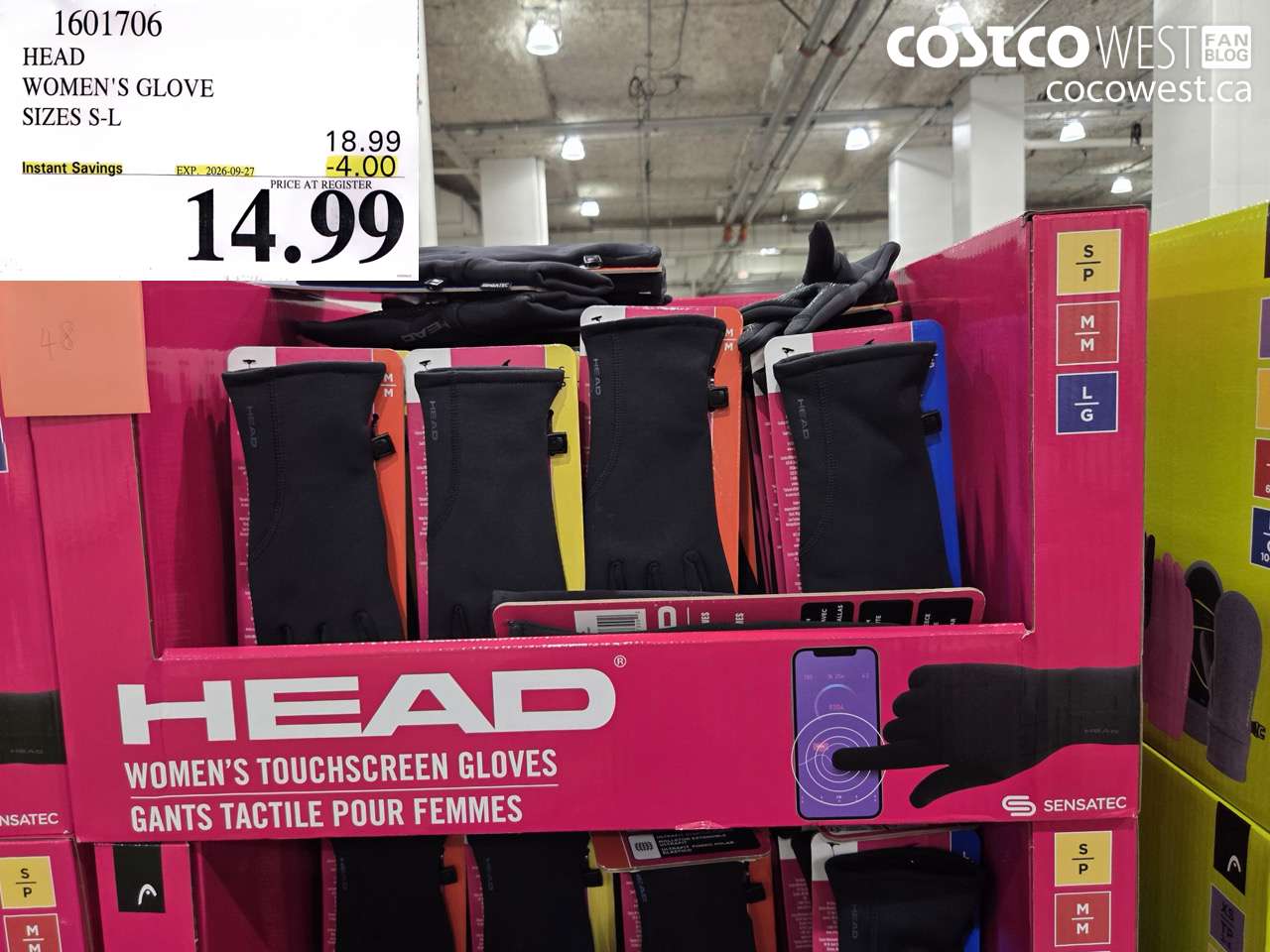 1601706 HEAD WOMEN'S GLOVE SIZES S-L ($4.00 INSTANT SAVINGS EXPIRES ON 2026-09-27) $14.99