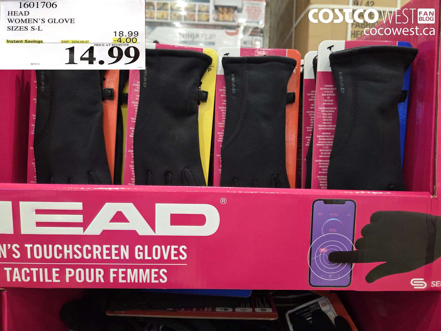1601706 HEAD WOMEN'S GLOVE SIZES S-L ($4.00 INSTANT SAVINGS EXPIRES ON 2026-09-27) $14.99