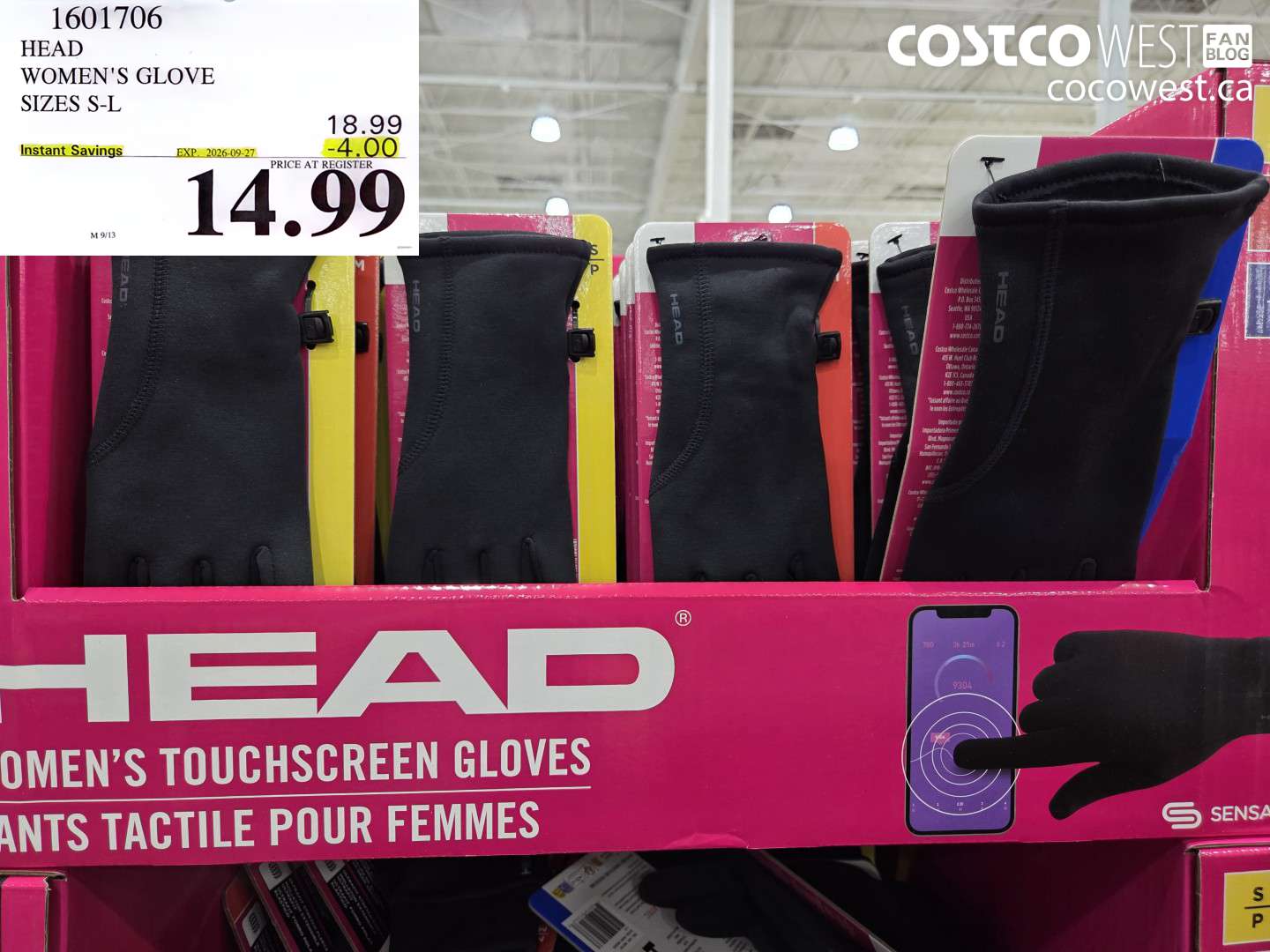1601706 HEAD WOMEN'S GLOVE SIZES S-L ($4.00 INSTANT SAVINGS EXPIRES ON 2026-09-27) $14.99
