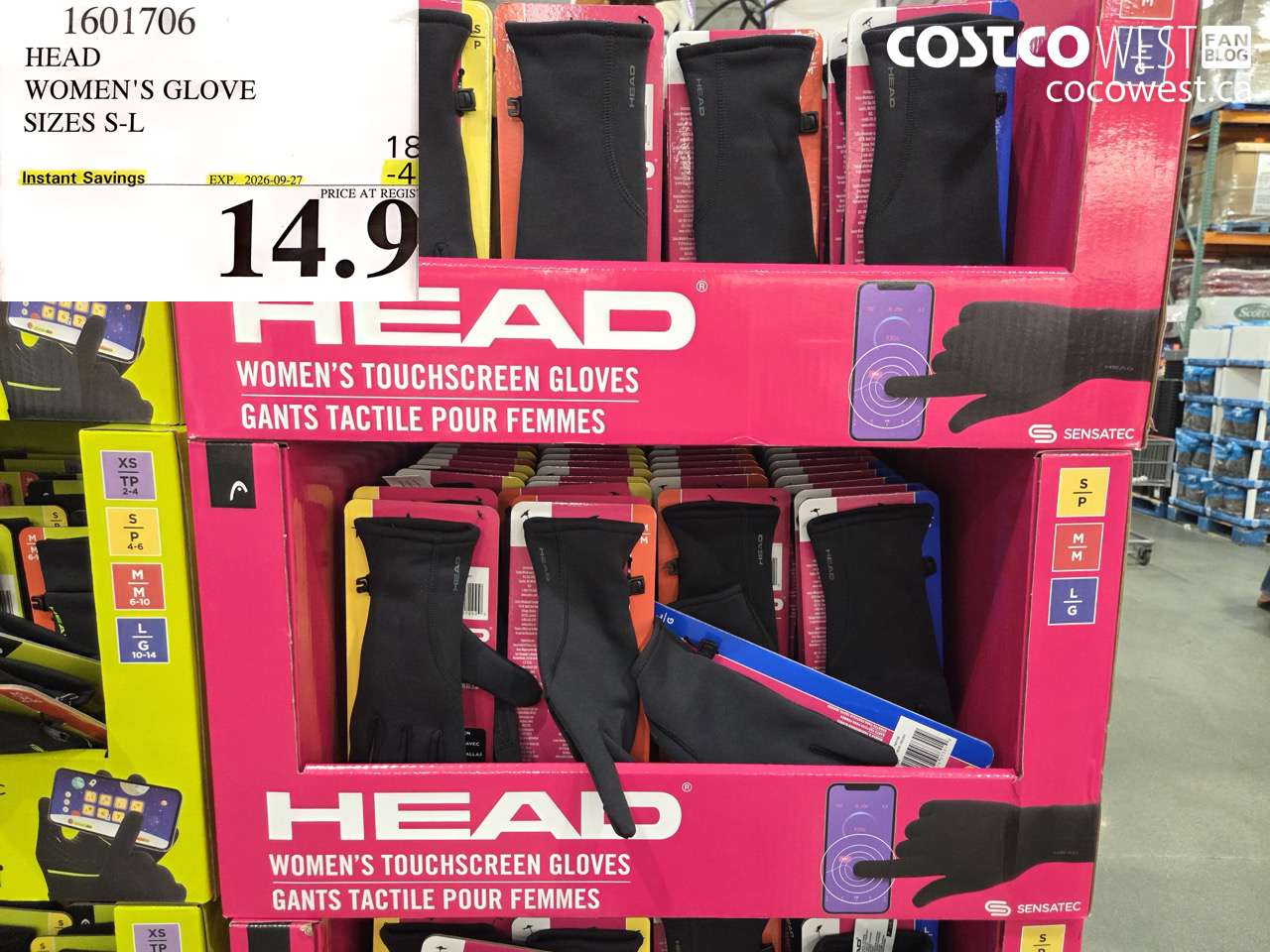 1601706 HEAD WOMEN'S GLOVE SIZES S-L ($4.00 INSTANT SAVINGS EXPIRES ON 2026-09-27) $14.99