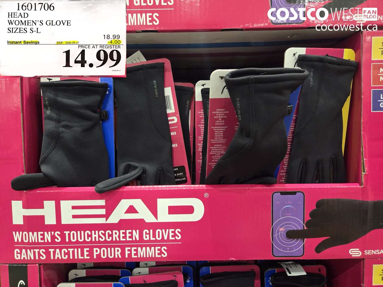 1601706 HEAD WOMEN'S GLOVE SIZES S-L ($4.00 INSTANT SAVINGS EXPIRES ON 2026-09-27) $14.99