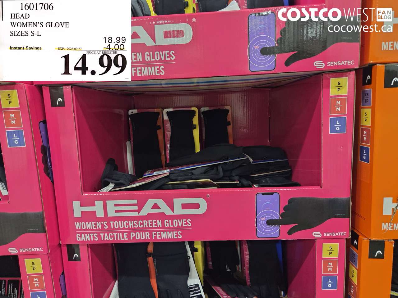 1601706 HEAD WOMEN'S GLOVE SIZES S-L ($4.00 INSTANT SAVINGS EXPIRES ON 2026-09-27) $14.99