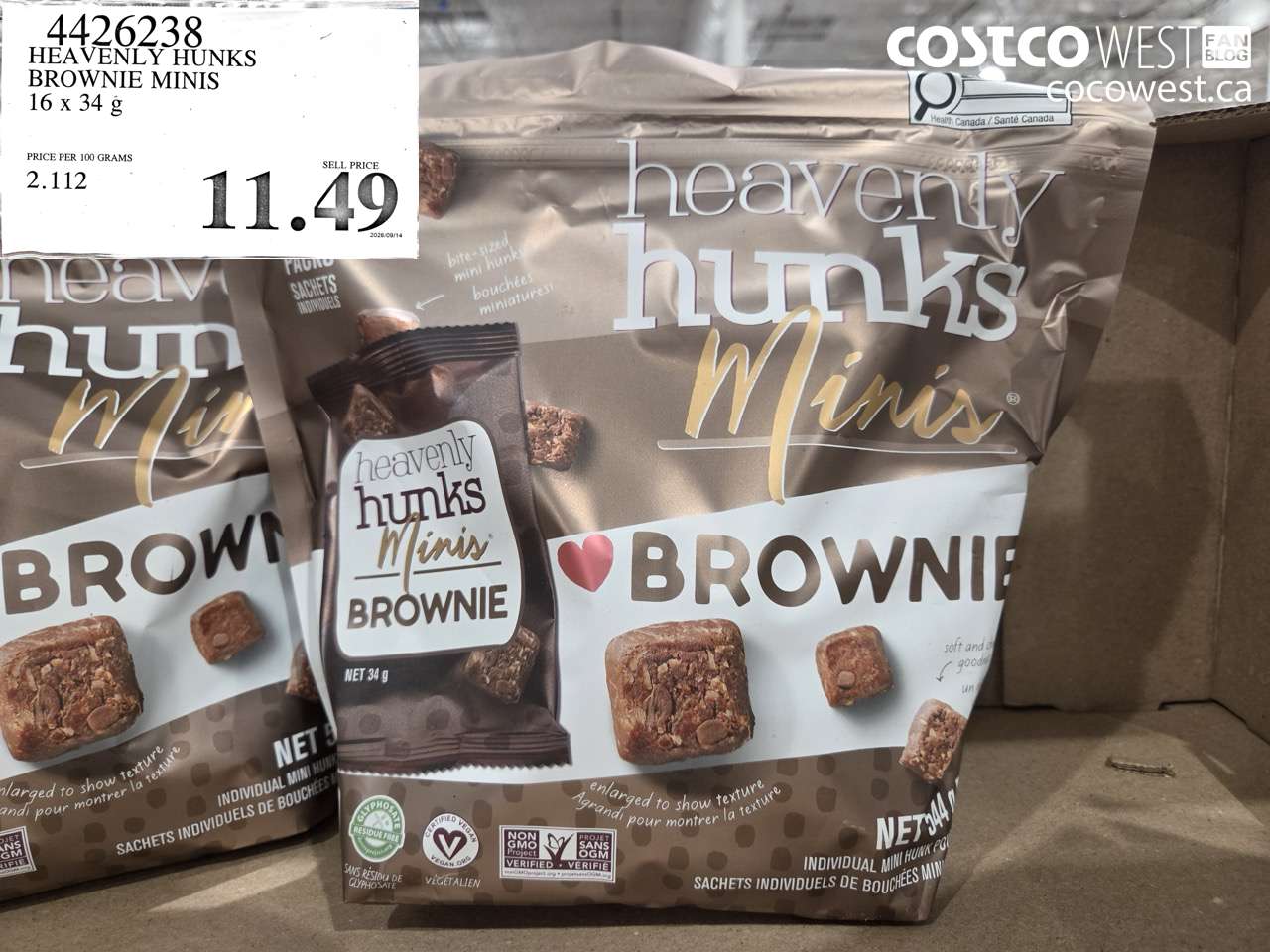 4426238 HEAVENLY HUNKS BROWNIE MINIS 16 X 34 G $11.49