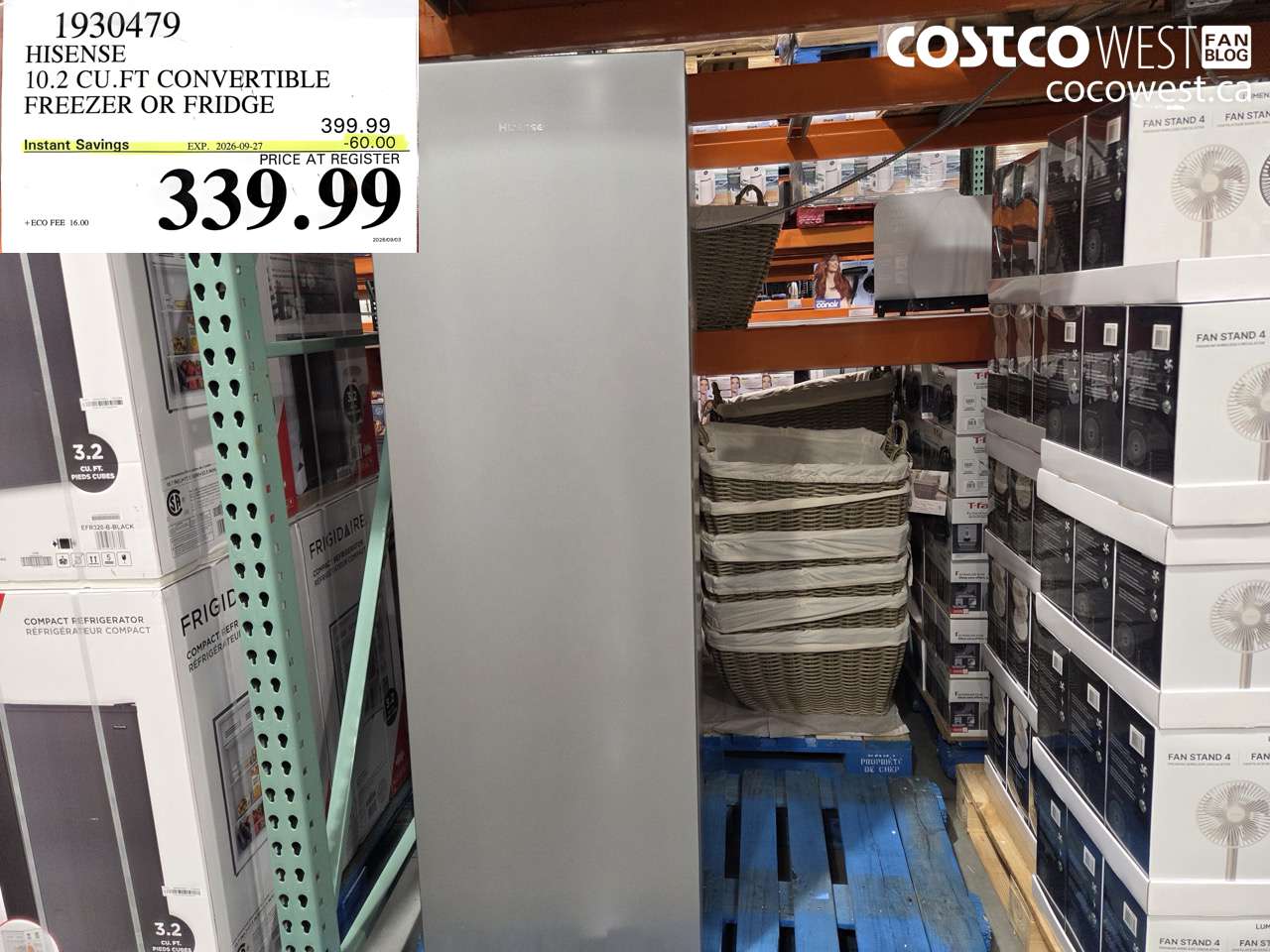 1930479 HISENSE 10.2 CU.FT CONVERTIBLE FREEZER OR FRIDGE ($60.00 INSTANT SAVINGS EXPIRES ON 2026-09-27) $339.99