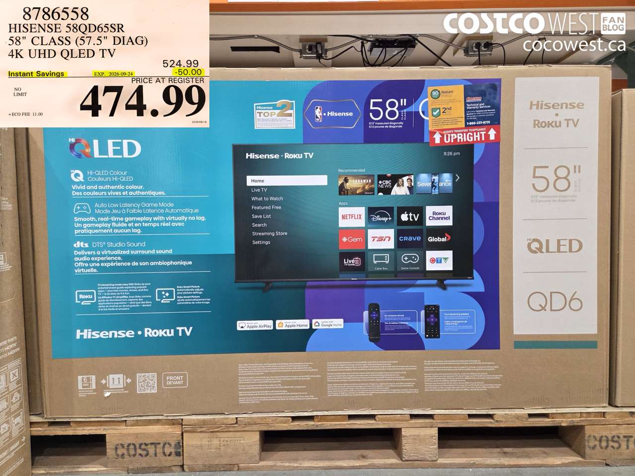 8786558 HISENSE 58QD65SR 58