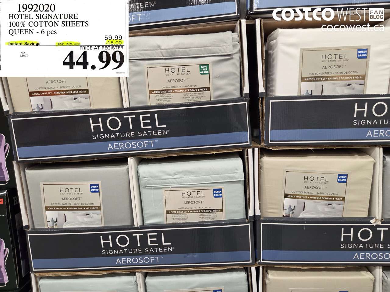 1992020 HOTEL SIGNATURE 100% COTTON SHEETS QUEEN - 6 PCS ($15.00 INSTANT SAVINGS EXPIRES ON 2026-10-04) $44.99