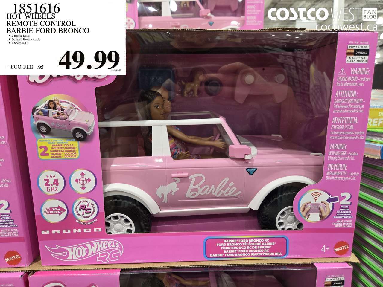 1851616 HOT WHEELS REMOTE CONTROL BARBIE FORD BRONCO $49.99