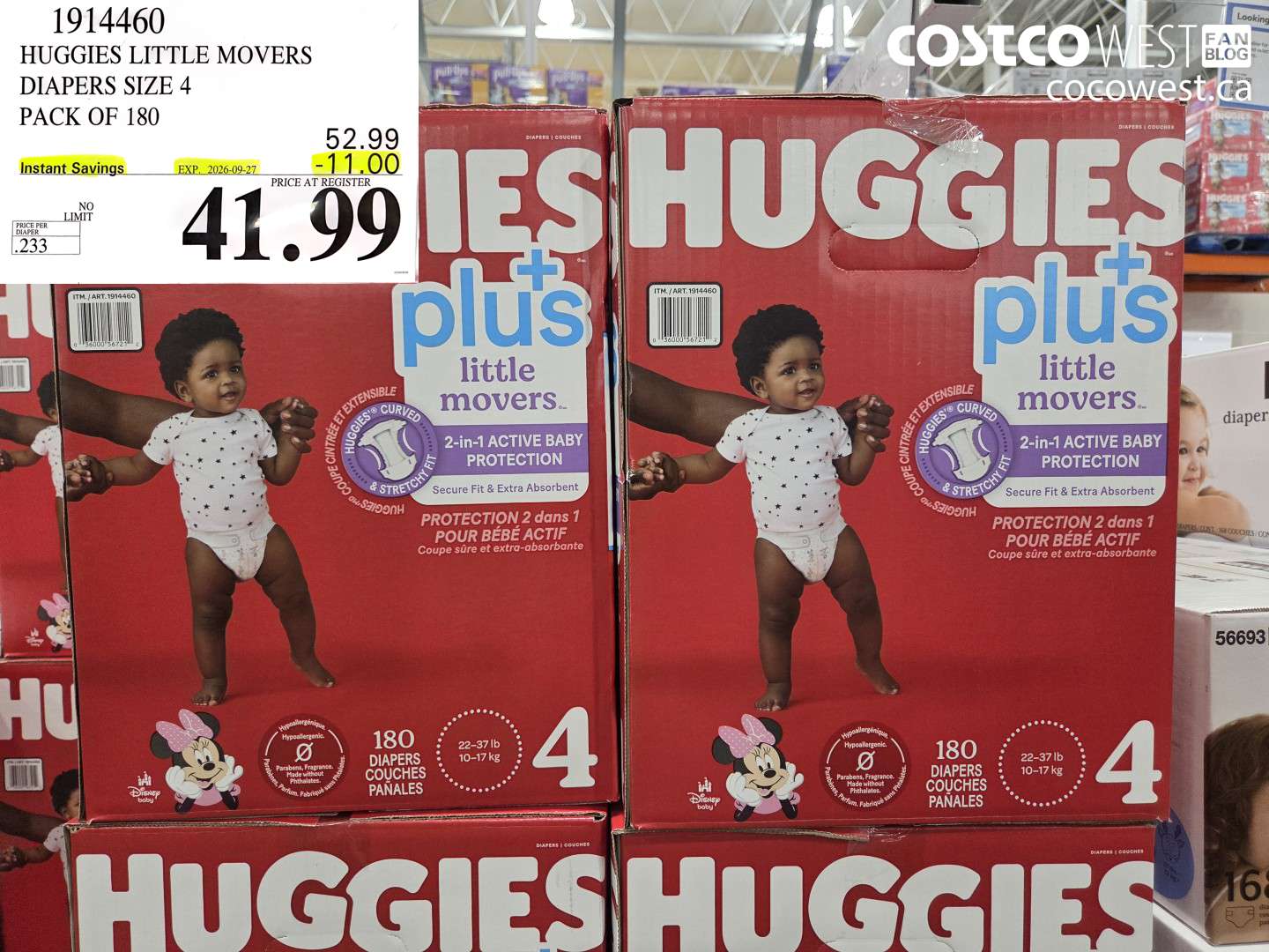 HUGGIES LITTLE MOVERS DIAPERS SIZE 4 PACK OF 180