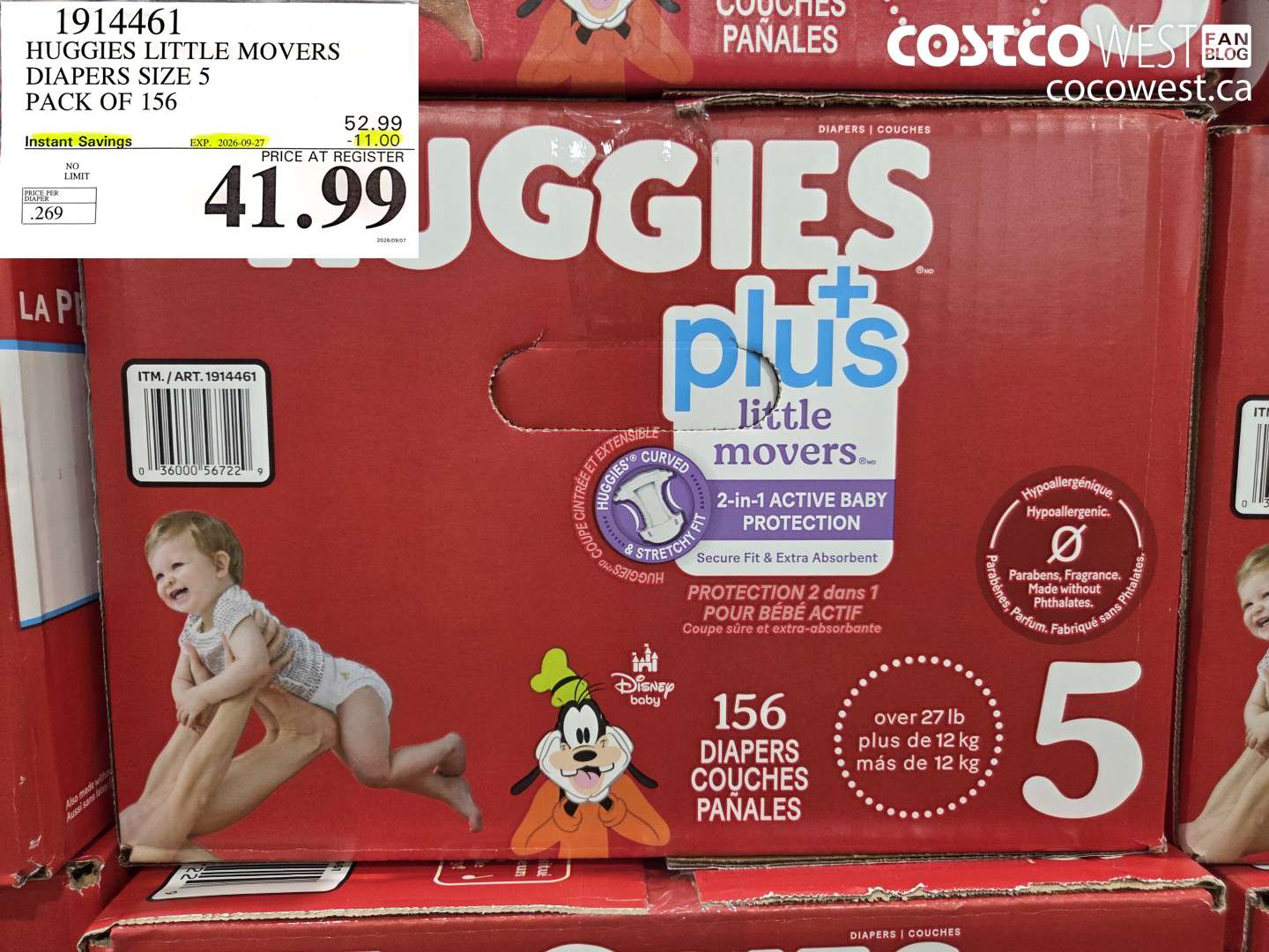 HUGGIES LITTLE MOVERS DIAPERS SIZE 5 PACK OF 156