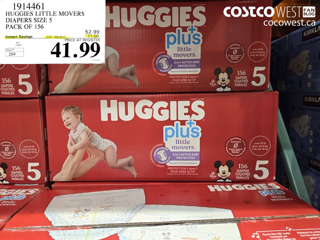 1914461 HUGGIES LITTLE MOVERS DIAPERS SIZE 5 PACK OF 156 ($11.00 INSTANT SAVINGS EXPIRES ON 2026-09-27) $41.99