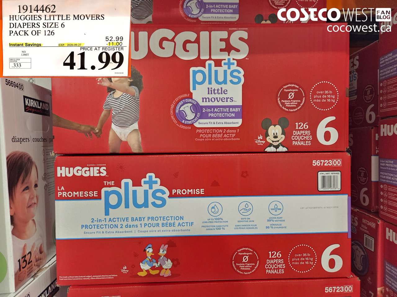 1914462 HUGGIES LITTLE MOVERS DIAPERS SIZE 6 PACK OF 126 ($11.00 INSTANT SAVINGS EXPIRES ON 2026-09-27) $41.99