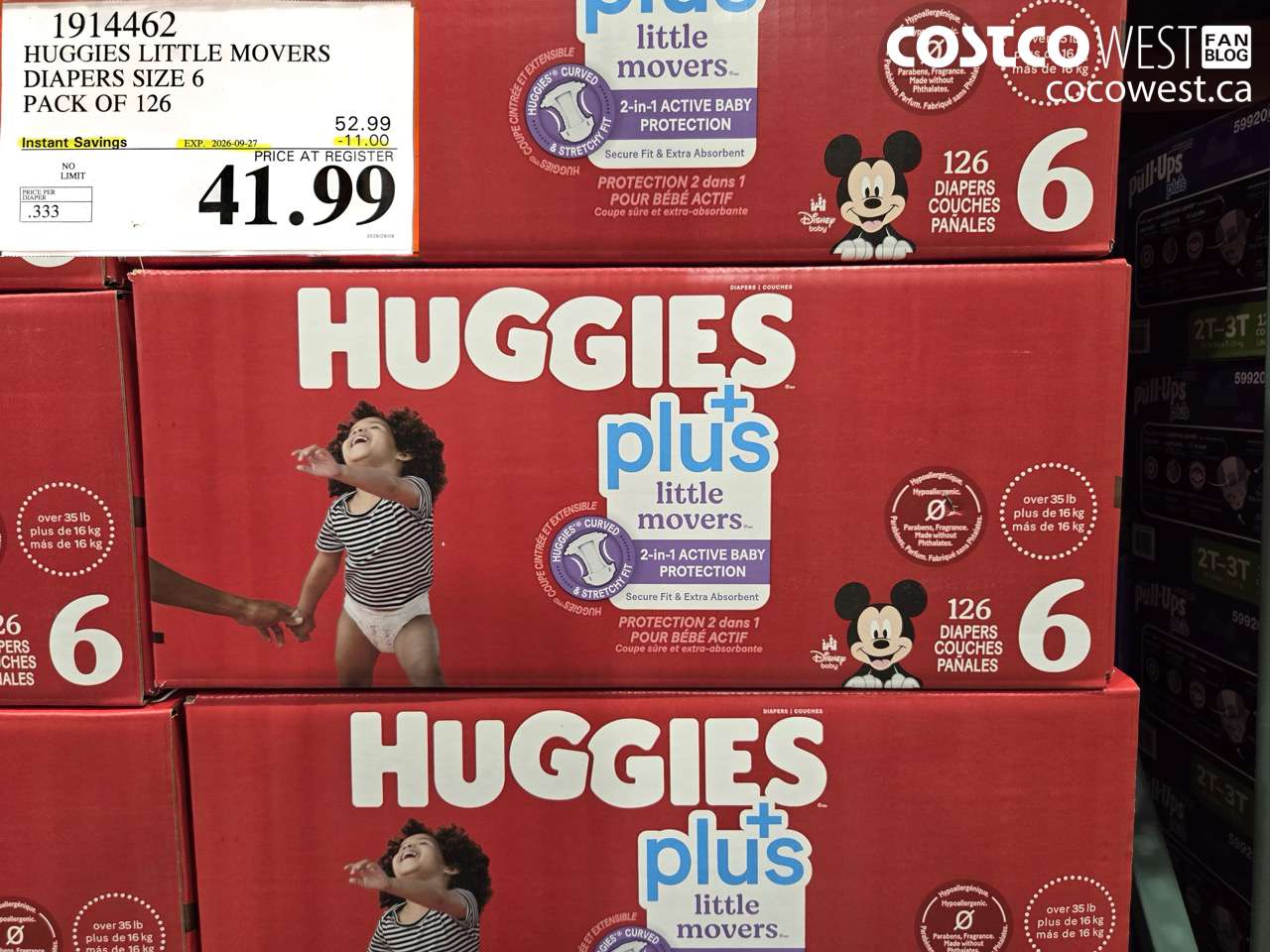1914462 HUGGIES LITTLE MOVERS DIAPERS SIZE 6 PACK OF 126 ($11.00 INSTANT SAVINGS EXPIRES ON 2026-09-27) $41.99