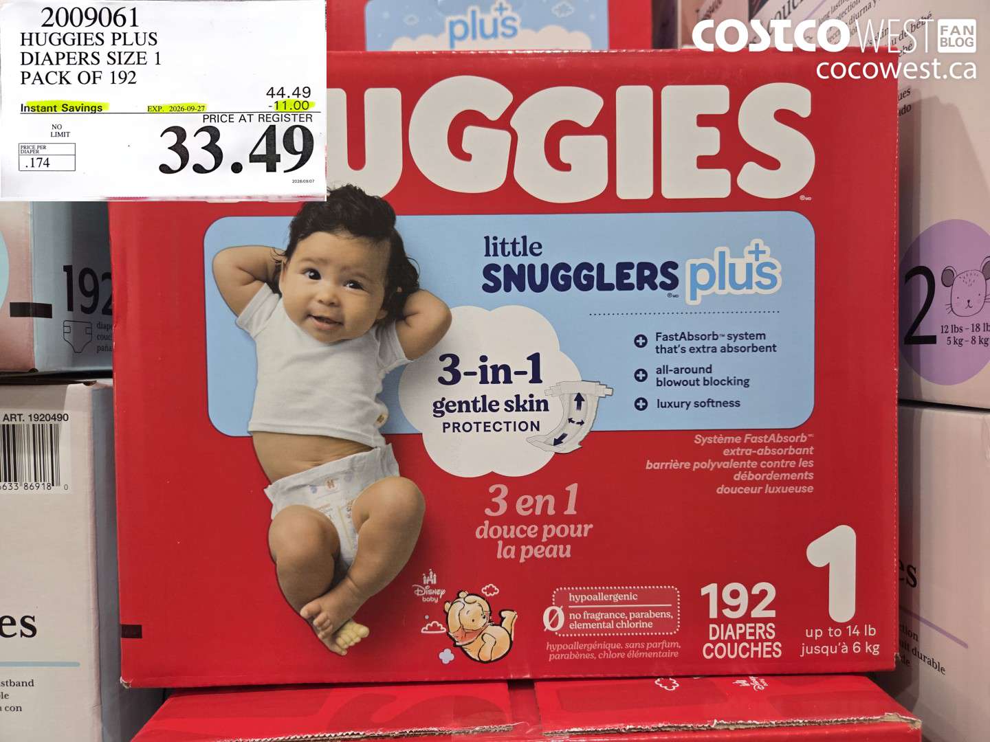 HUGGIES PLUS DIAPERS SIZE 1 PACK OF 192