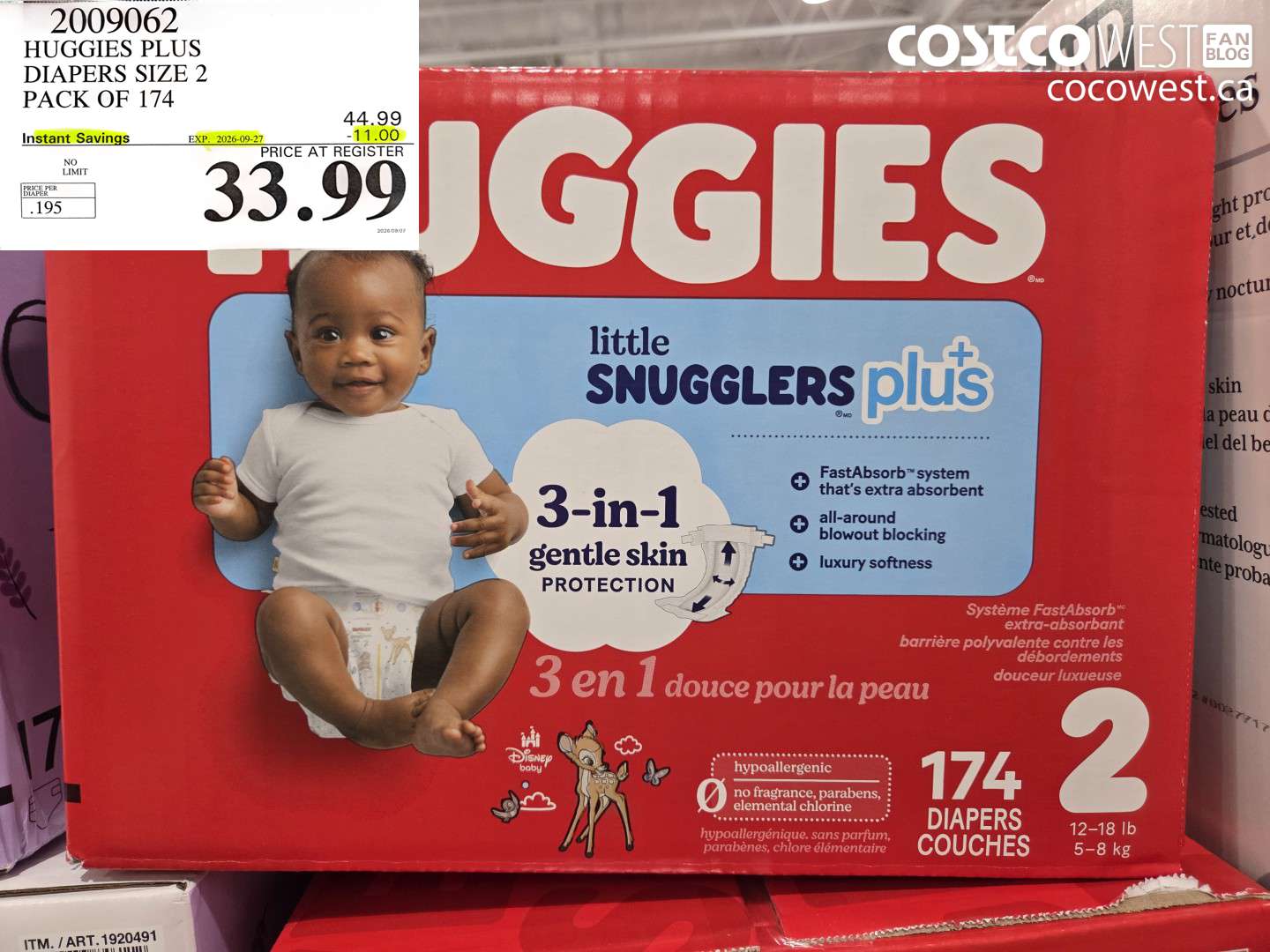 HUGGIES PLUS DIAPERS SIZE 2 PACK OF 174