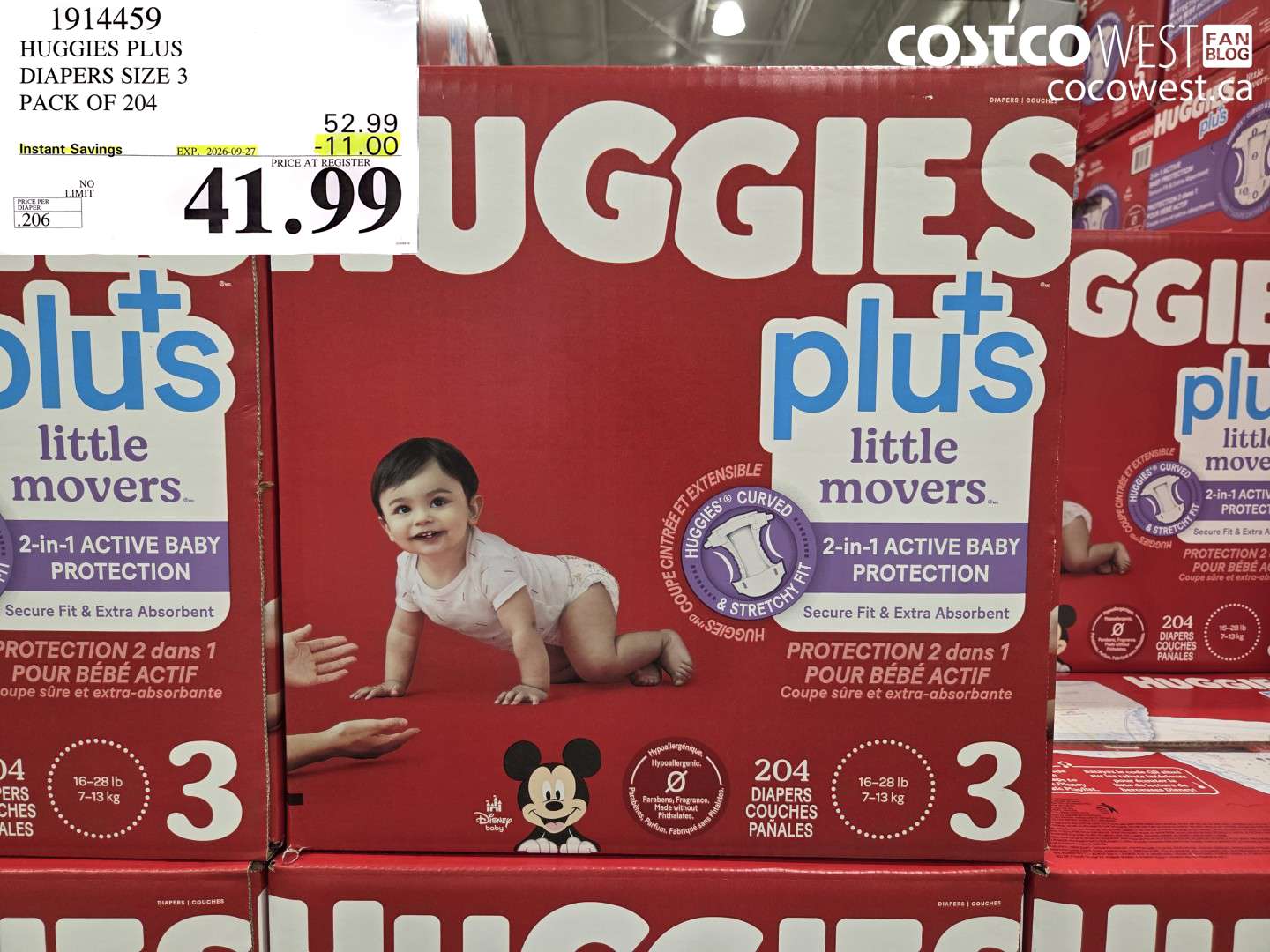 1914459 HUGGIES PLUS DIAPERS SIZE 3 PACK OF 204 ($11.00 INSTANT SAVINGS EXPIRES ON 2026-09-27) $41.99
