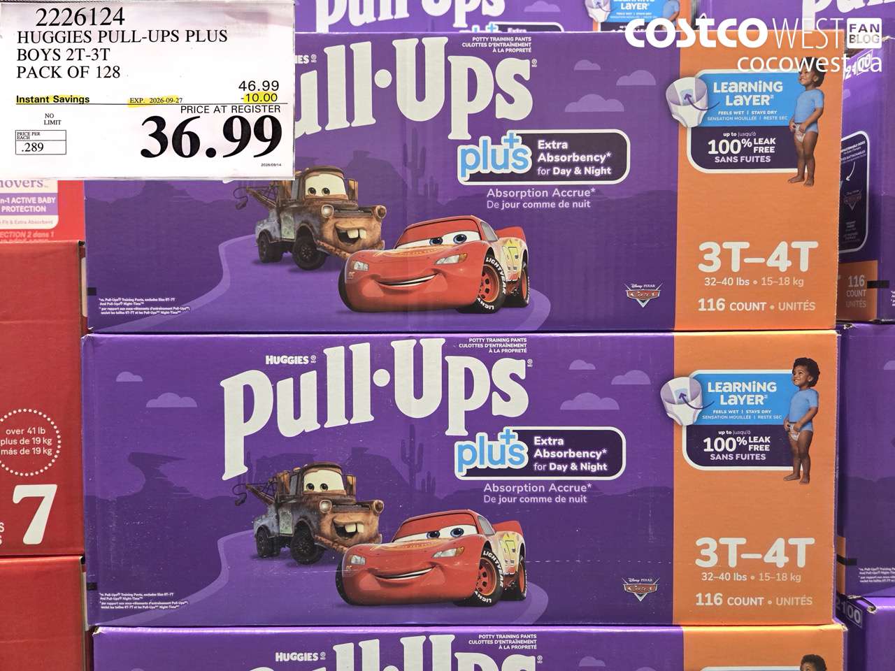 2226124 HUGGIES PULL-UPS PLUS BOYS 2T-3T PACK OF 128 ($10.00 INSTANT SAVINGS EXPIRES ON 2026-09-27) $36.99