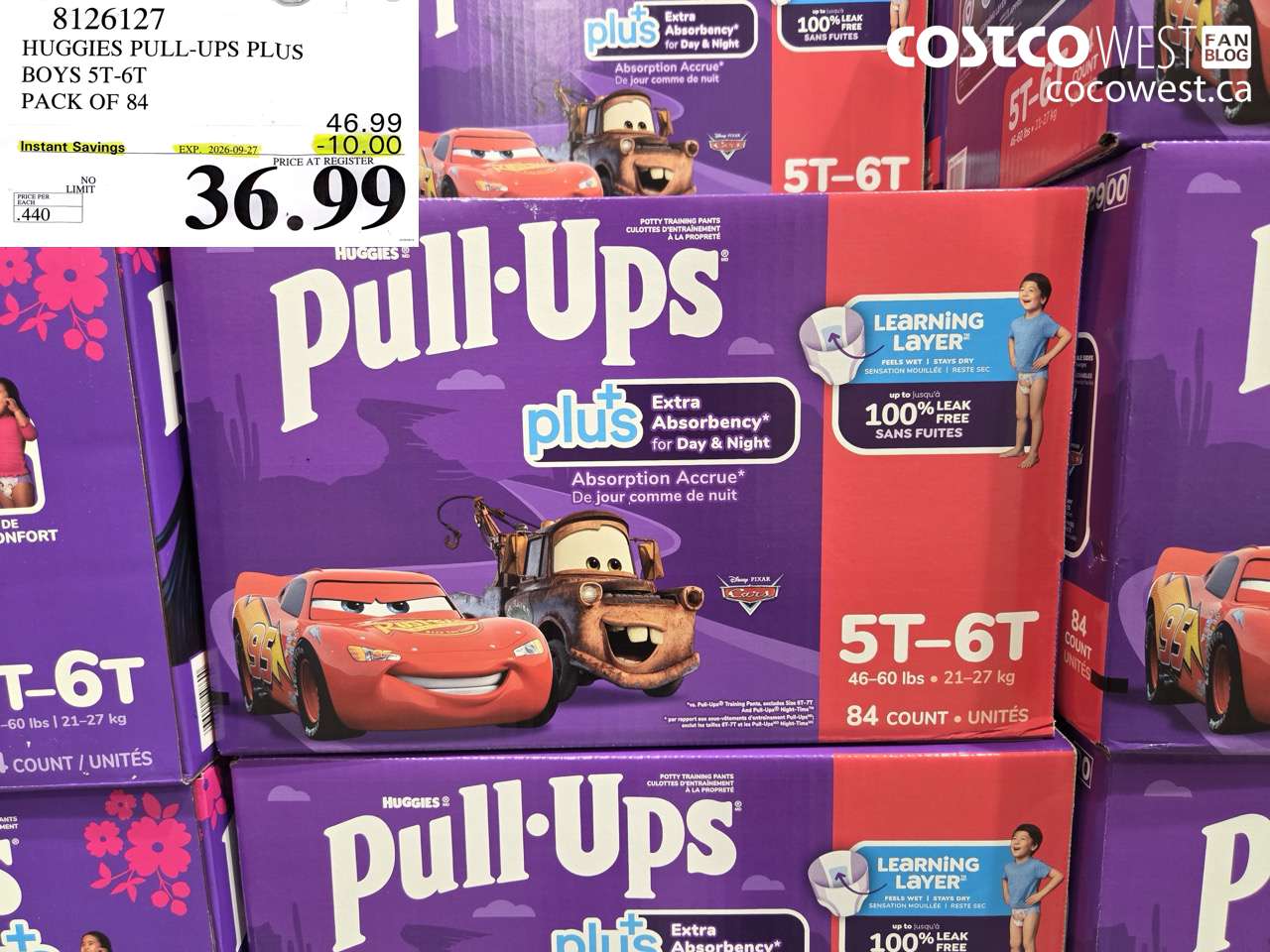 8126127 HUGGIES PULL-UPS PLUS BOYS 5T-6T PACK OF 84 ($10.00 INSTANT SAVINGS EXPIRES ON 2026-09-27) $36.99
