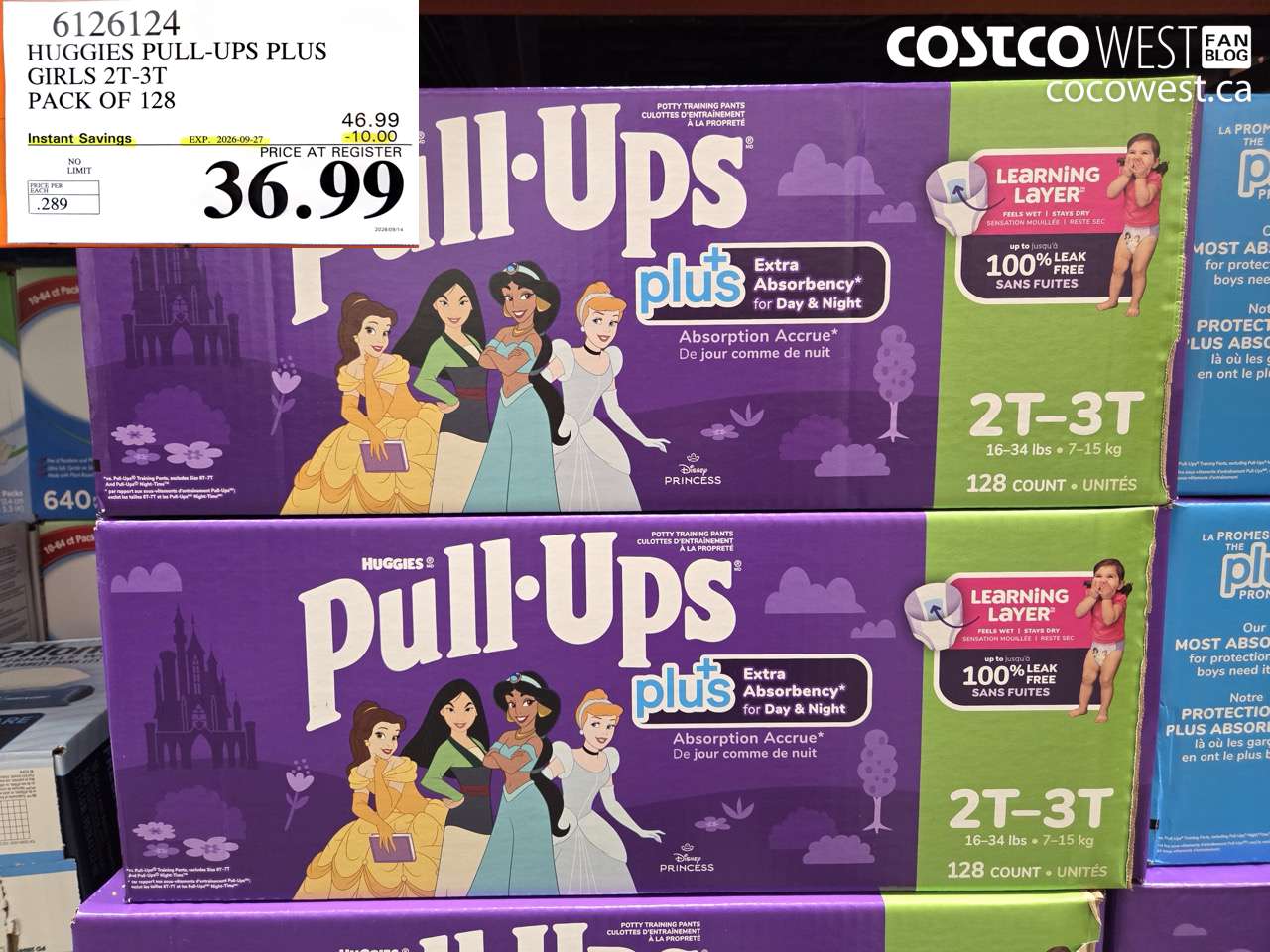 6126124 HUGGIES PULL-UPS PLUS GIRLS 2T-3T PACK OF 128 ($10.00 INSTANT SAVINGS EXPIRES ON 2026-09-27) $36.99