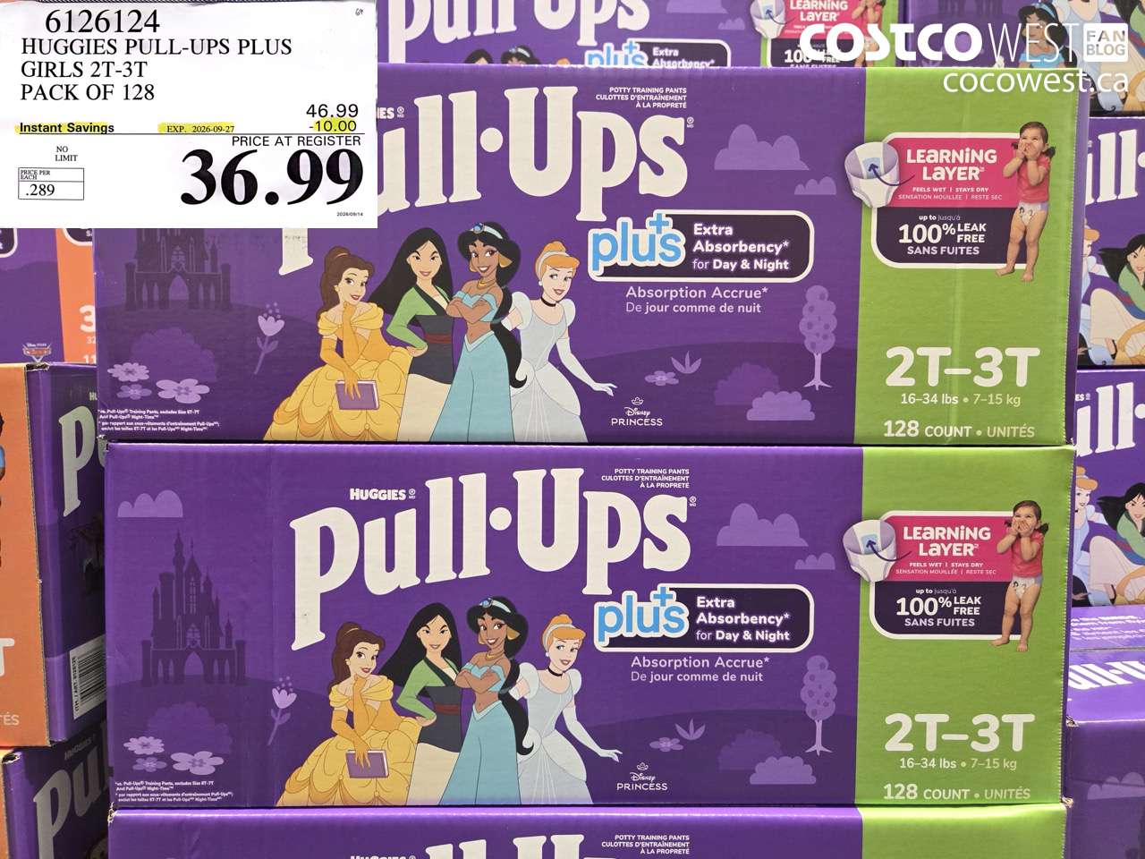 6126124 HUGGIES PULL-UPS PLUS GIRLS 2T-3T PACK OF 128 ($10.00 INSTANT SAVINGS EXPIRES ON 2026-09-27) $36.99