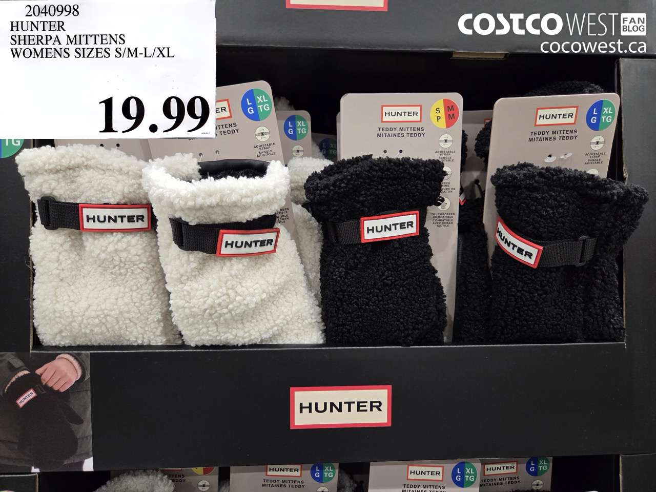 2040998 HUNTER SHERPA MITTENS WOMENS SIZES S/M-L/XL $19.99