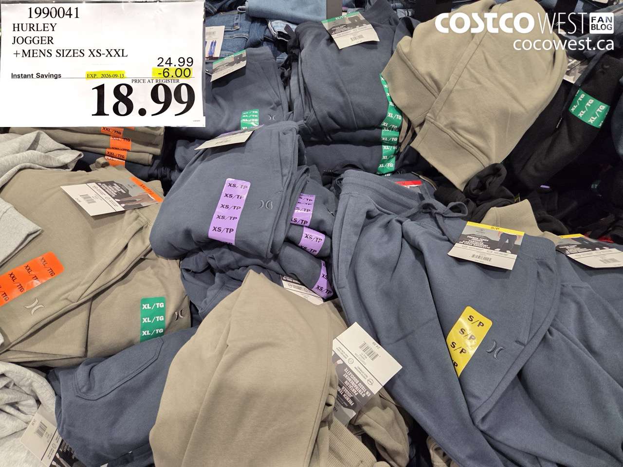 1990041 HURLEY JOGGER +MENS SIZES XS-XXL ($6.00 INSTANT SAVINGS EXPIRES ON 2026-09-13) $18.99