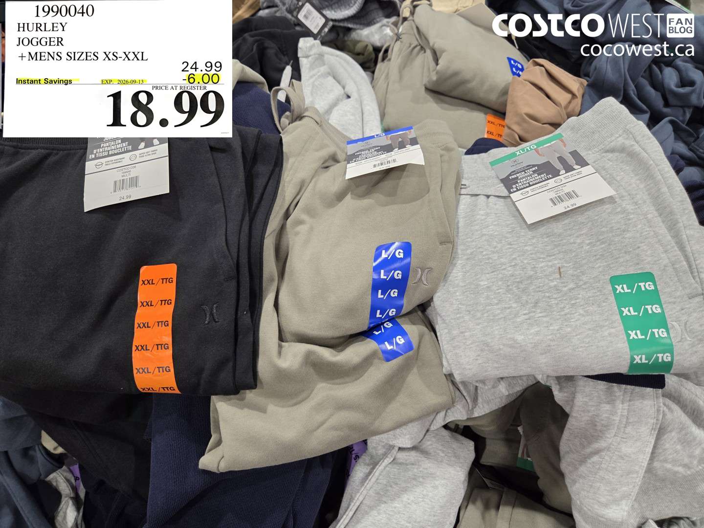 1990040 HURLEY JOGGER MENS SIZES XS-XXL ($6.00 INSTANT SAVINGS EXPIRES ON 2026-09-13) $18.99