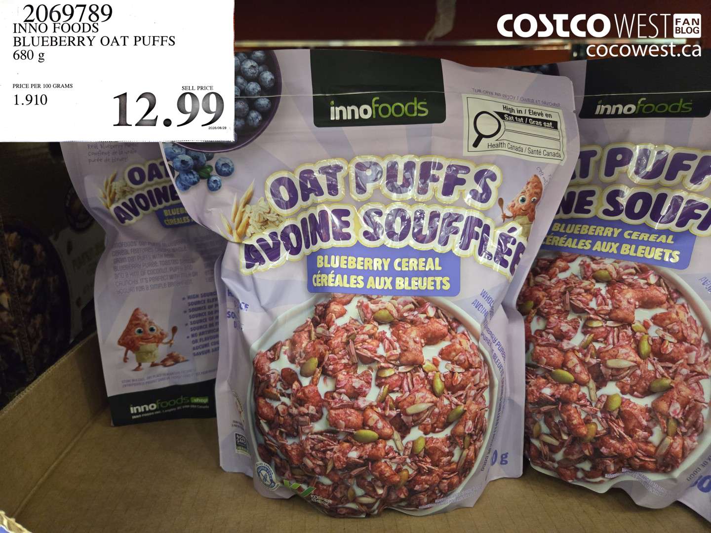 2069789 INNO FOODS BLUEBERRY OAT PUFFS 680 G $12.99
