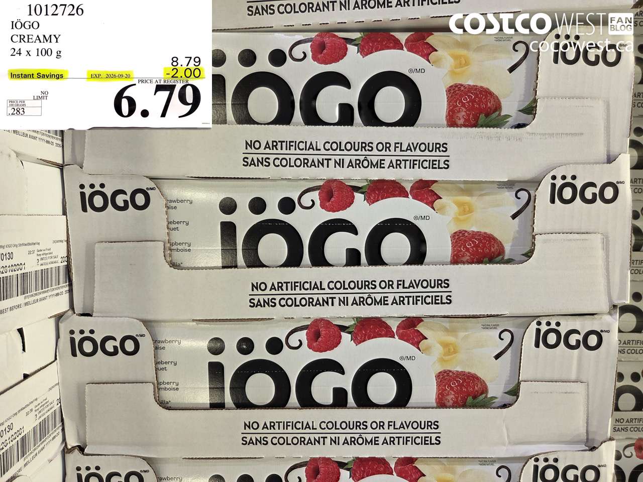 1012726 IÖGO CREAMY 24 X 100 G ($2.00 INSTANT SAVINGS EXPIRES ON 2026-09-20) $6.79