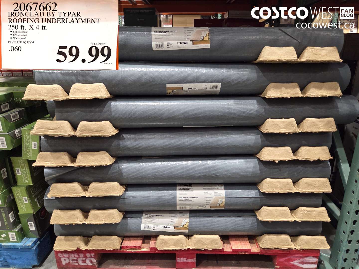 2067662 IRONCLAD BY TYPAR ROOFING UNDERLAYMENT 250 FT. X 4 FT. $59.99