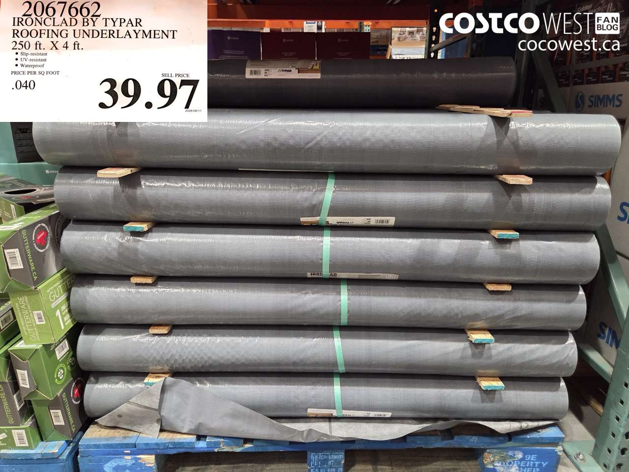 2067662 IRONCLAD BY TYPAR ROOFING UNDERLAYMENT 250 FT X 4 FT $39.97